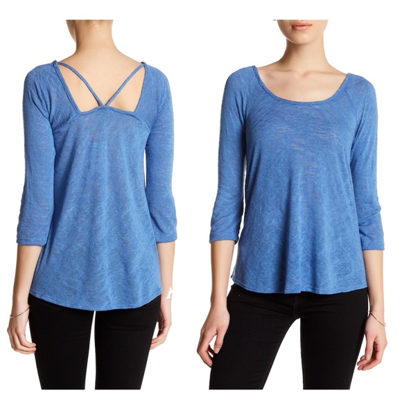 bobeau Tops - MINT Bobeau Petite Blue 3/4 Sleeve Knit T SP